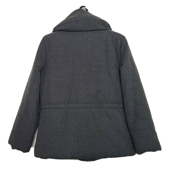 Ann Taylor Loft Puffer Jacket SZ Medium Petite Gray Zip Winter - Picture 2 of 6